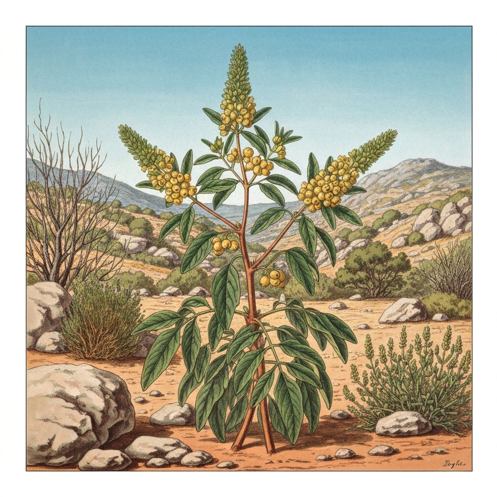 Withania somnifera plant growing in Mediterranean landscape