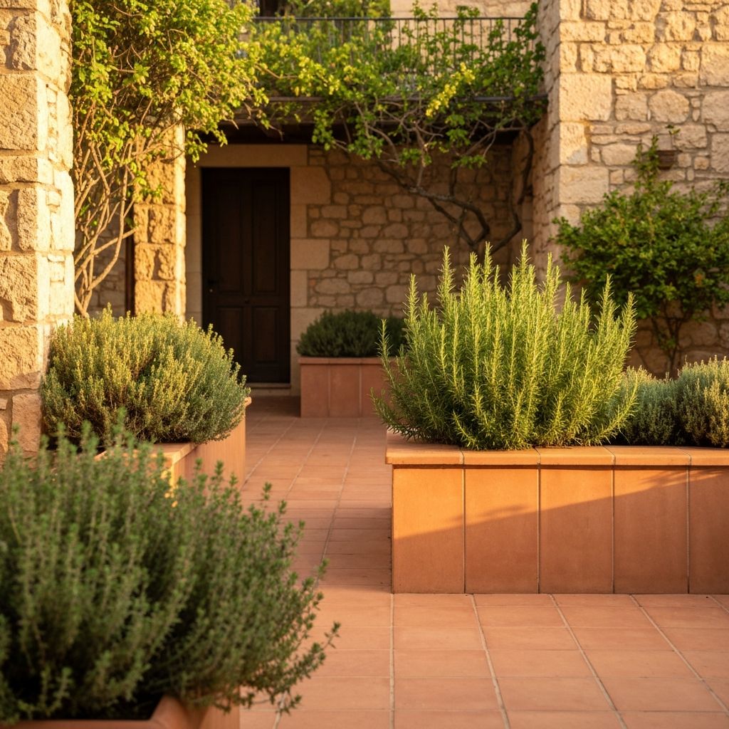 Peaceful Mediterranean garden setting